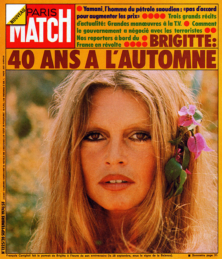 Couverture Paris match numéro 1325 de Septembre 1974