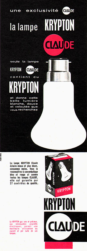 Publicité Claude 1961