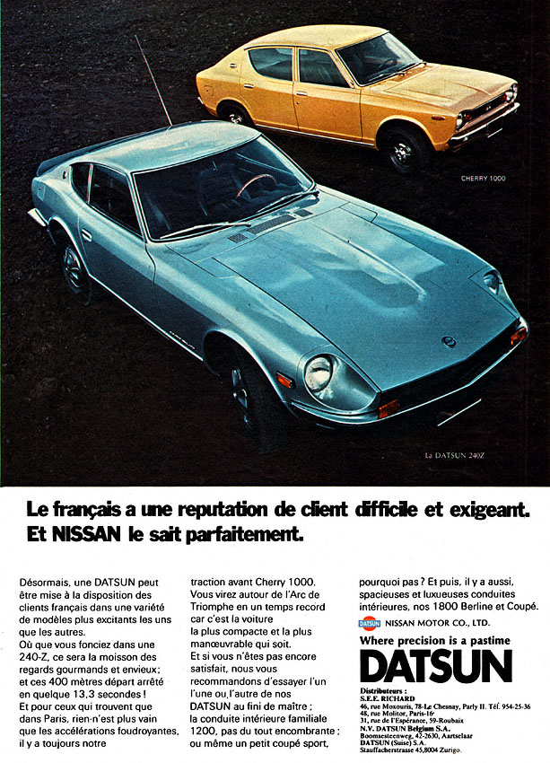 Publicité Datsun 1972