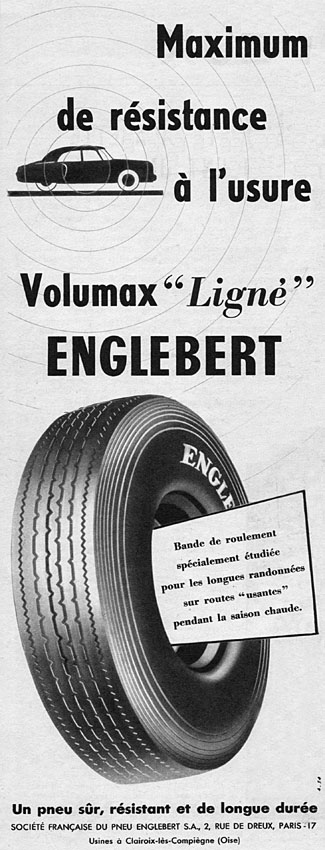 Publicité Englebert 1954