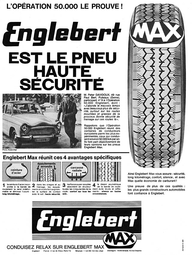 Publicité Englebert 1963