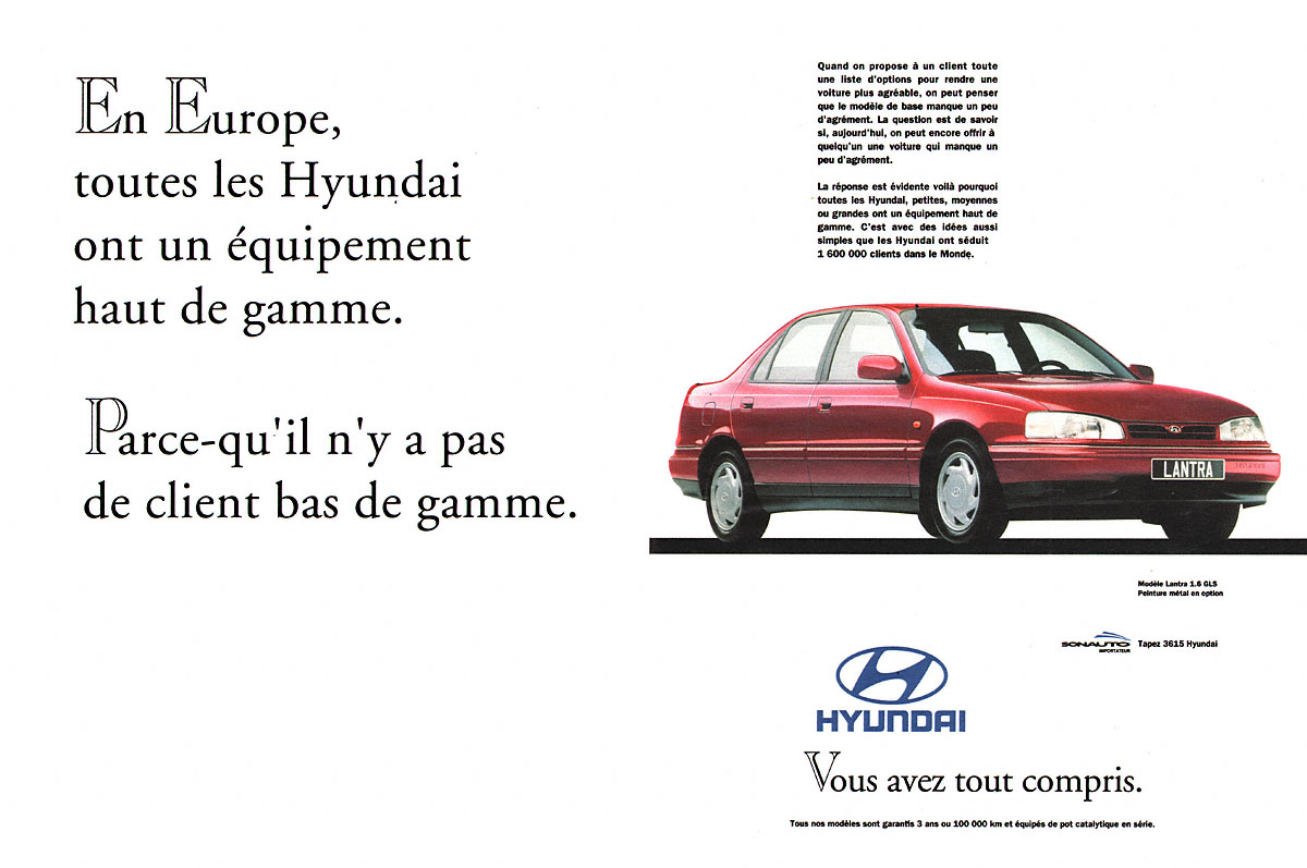 Publicité Hyundai 1992
