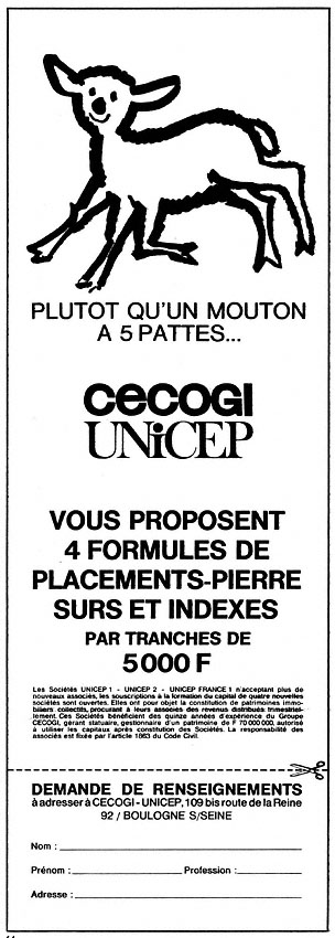 Publicité Cecogi 1968