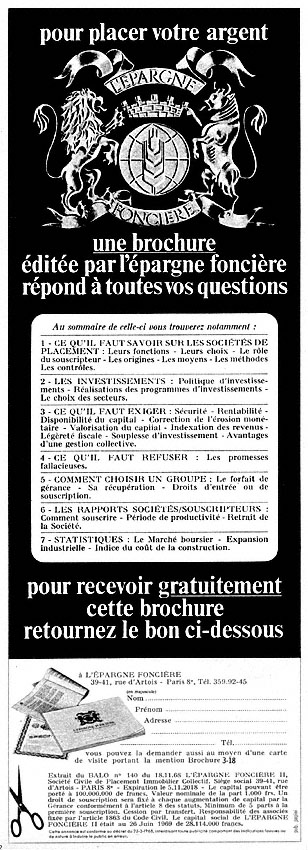 Publicité Epargne Fonci�re 1969