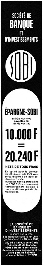 Publicité Sobi 1972
