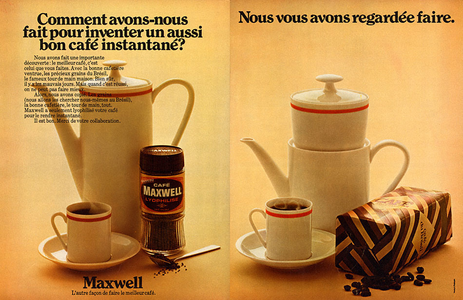 Publicité Maxwell 1970