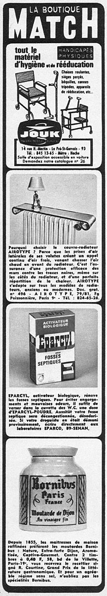 Publicité Boutique Match 1969
