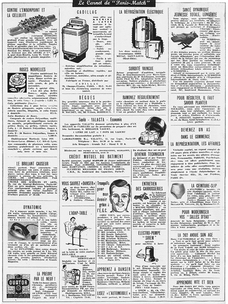 Publicité Carnets Match 1953