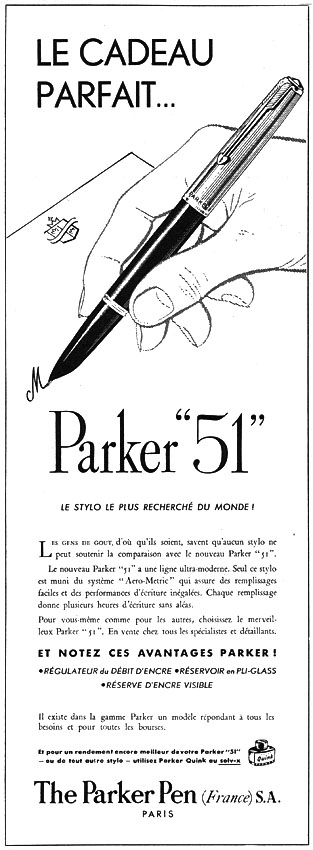 Publicité Parker 1953