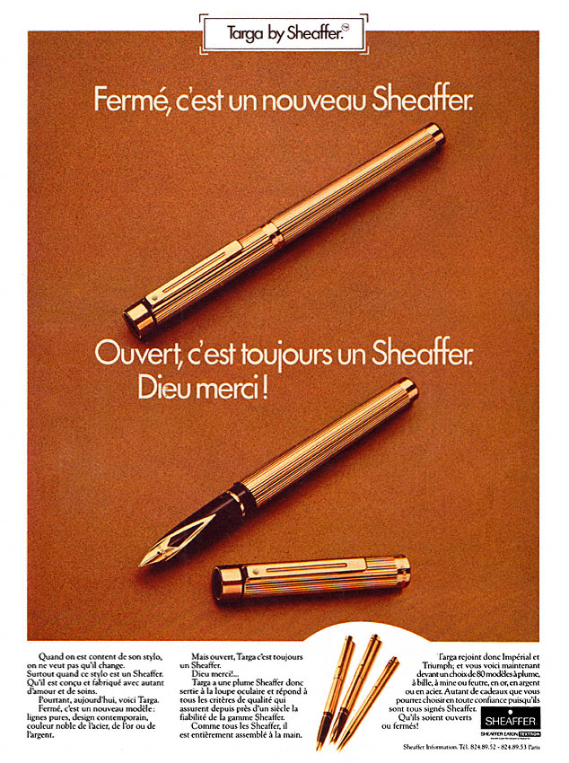 Publicité Sheaffer 1977