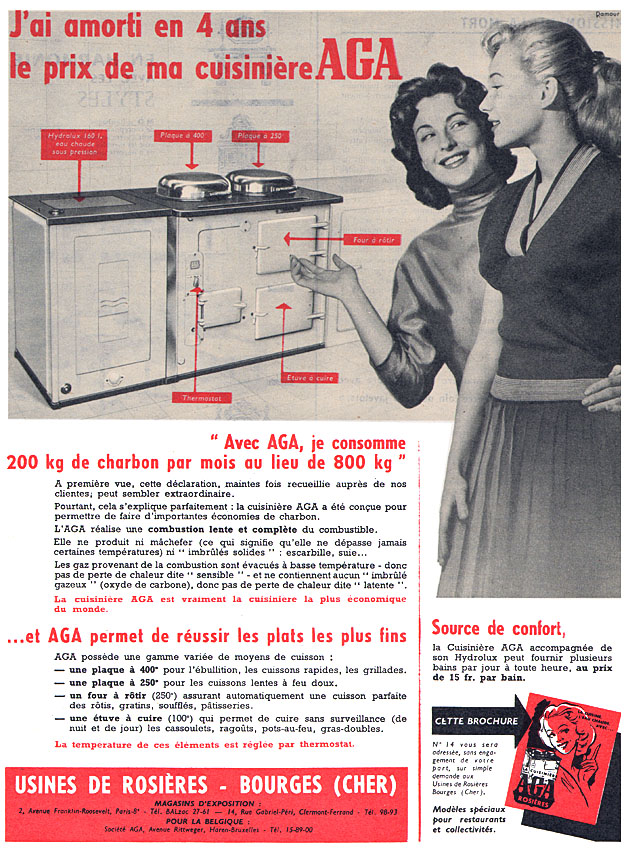 Publicité Aga 1956