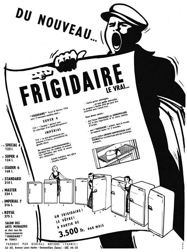 Publicité Frigidaire 1956