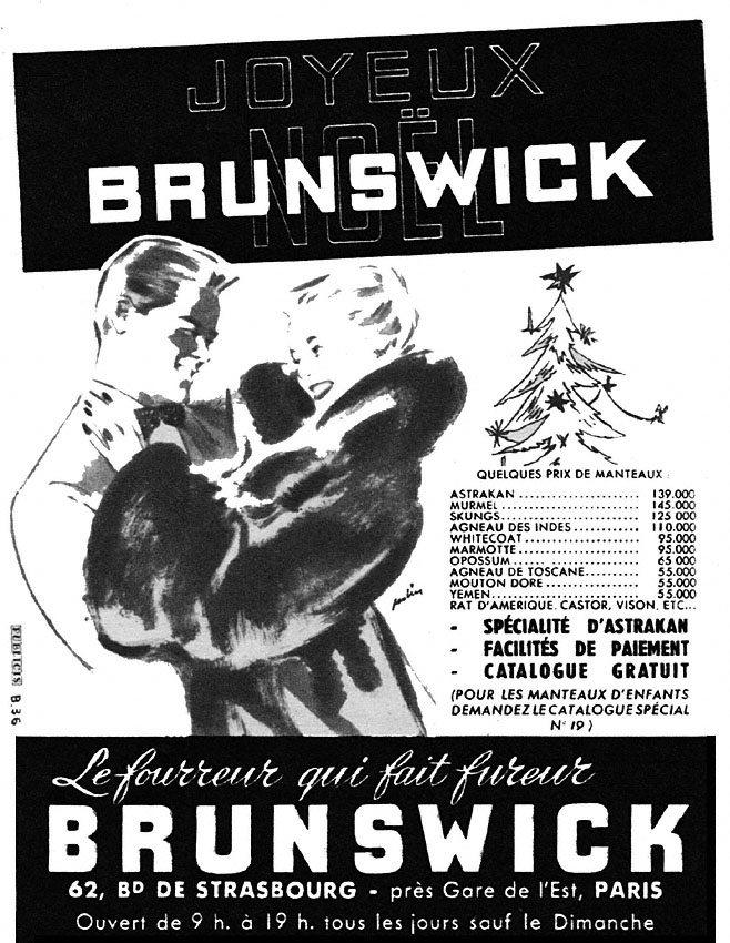 Publicité Brunswick 1952