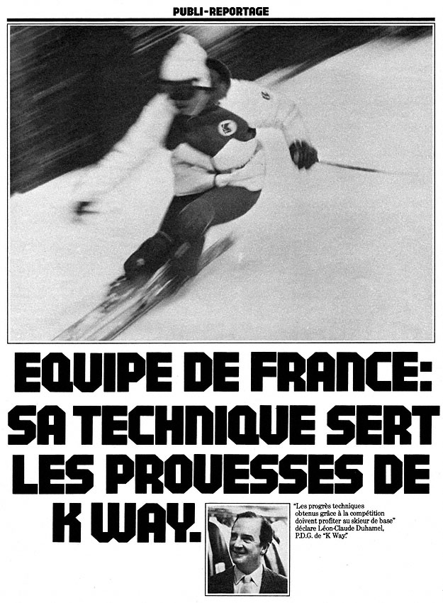 Publicité Kway 1981