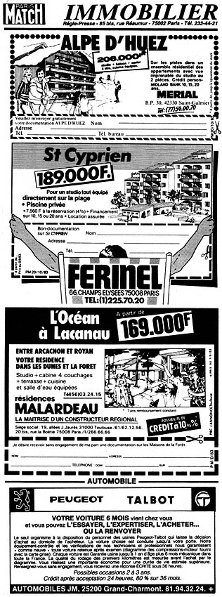 Publicité Match Annonces 1983