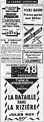 Publicité Carnet Littéraire 1953