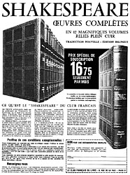Publicité Club Français du Livre 1965