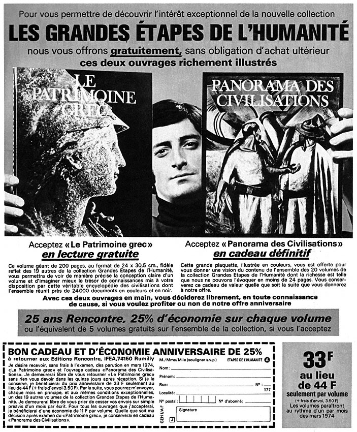 Publicité Editions Rencontre 1974