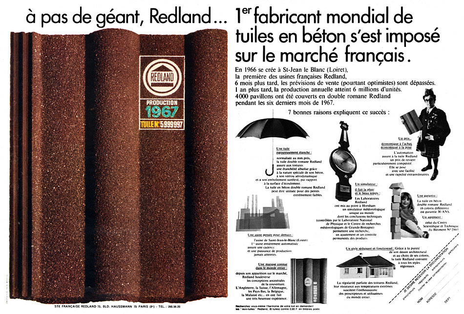 Publicité Redland 1968
