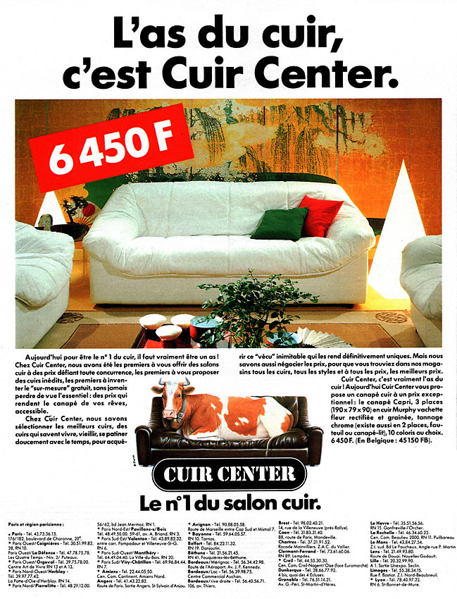 Publicité Cuir Center 1987