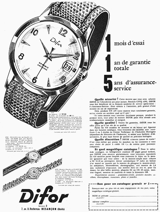 Publicité Difor 1960