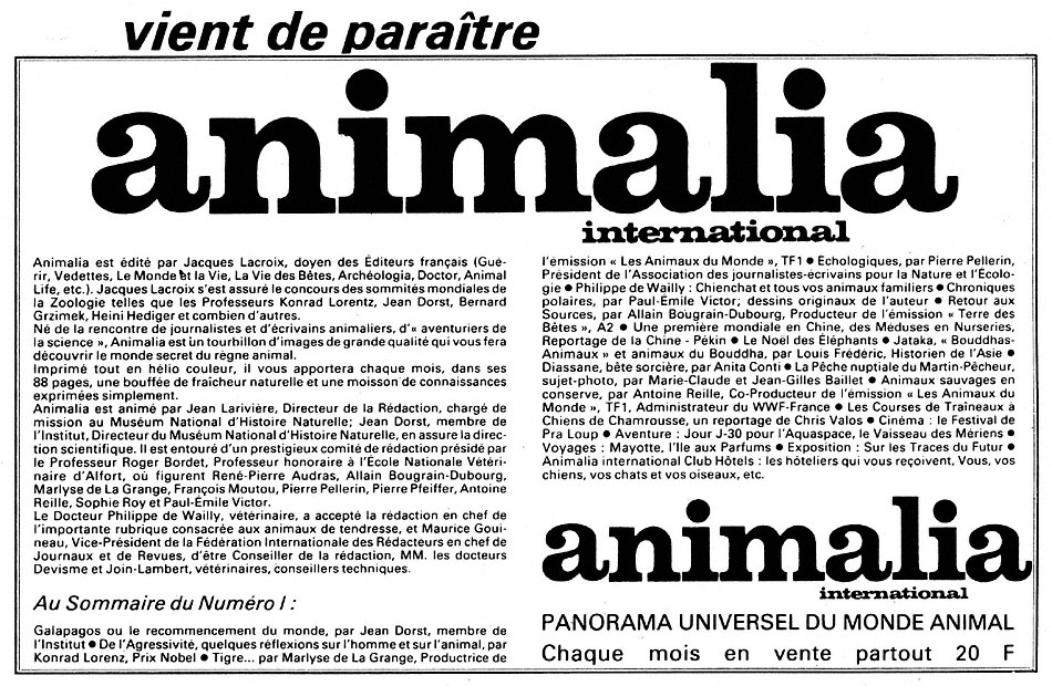 Publicité Animalia 1983