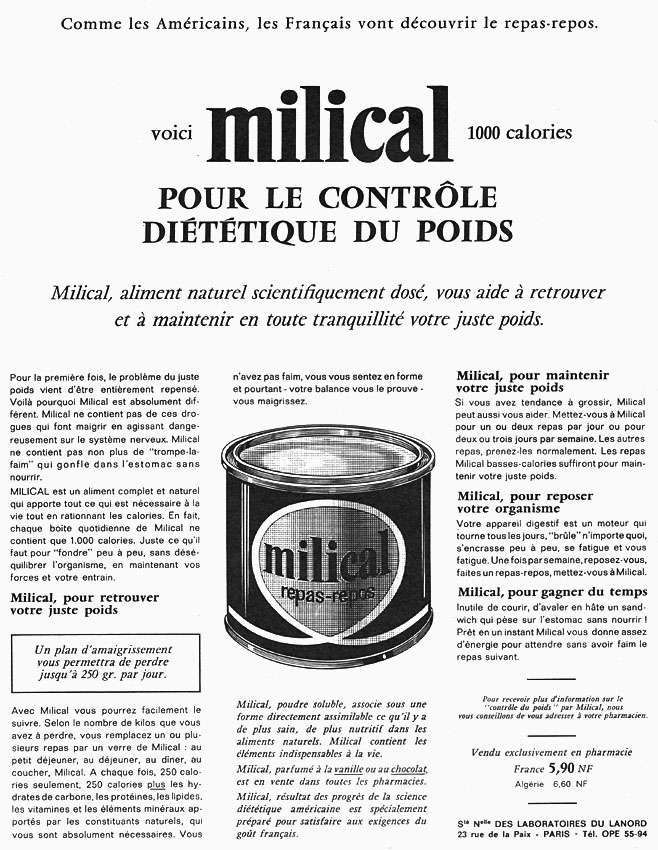 Publicité Milical 1961