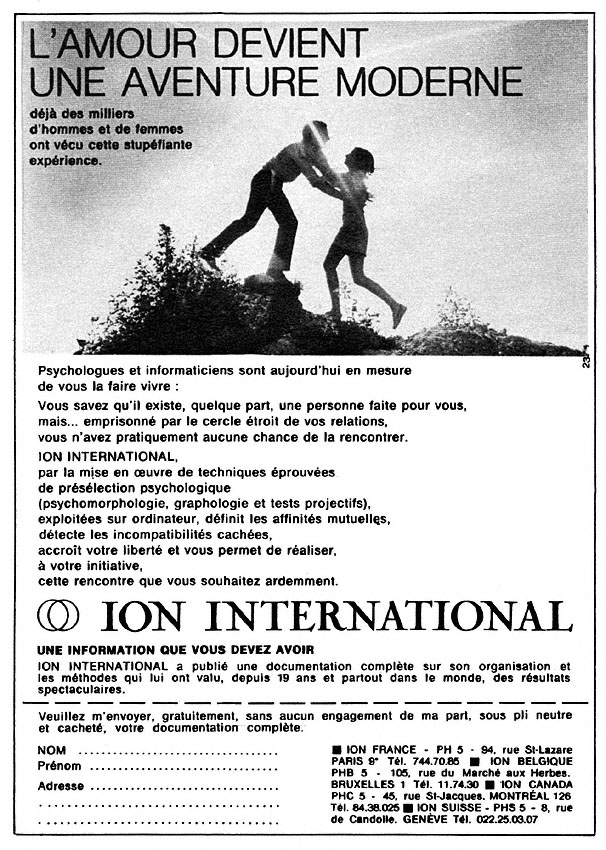 Publicité Ion International 1969
