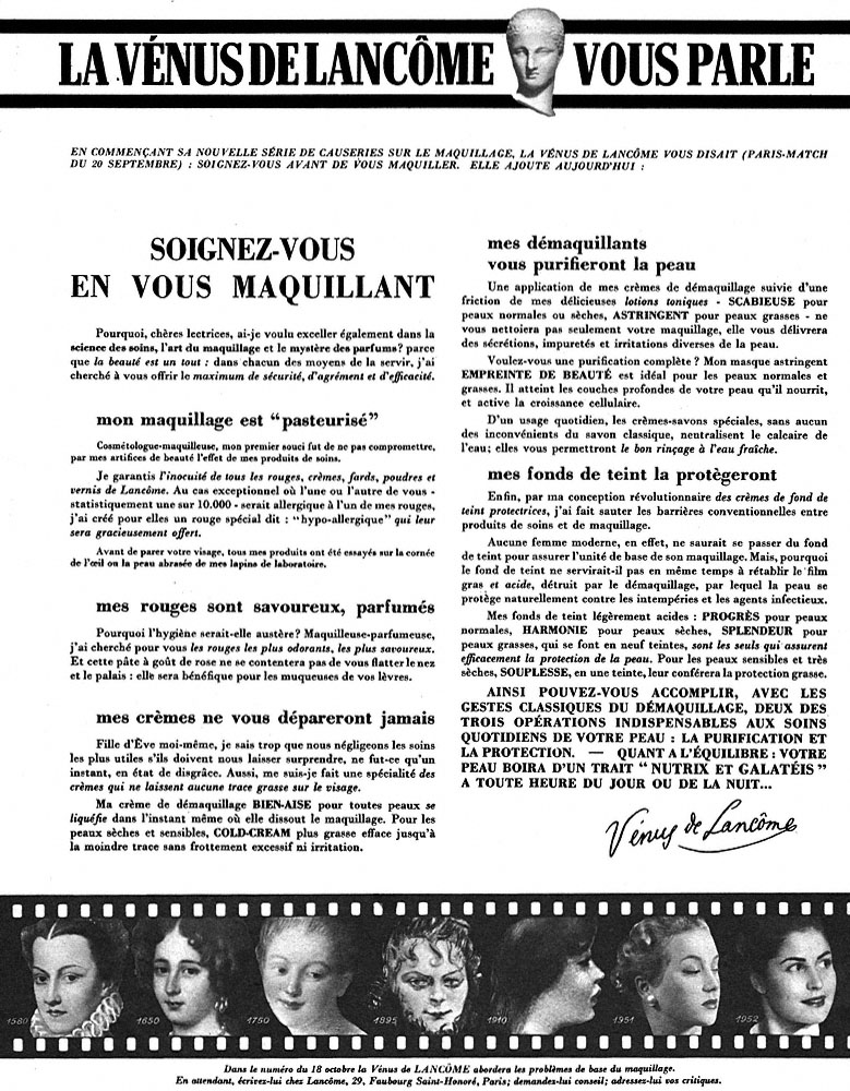 Publicité Lancme 1952
