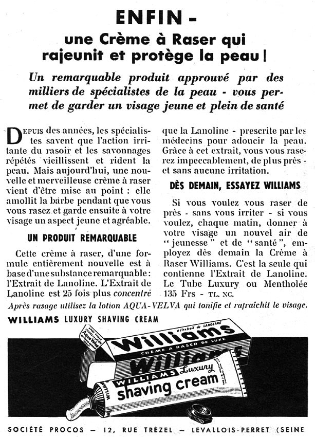 Publicité Williams 1950