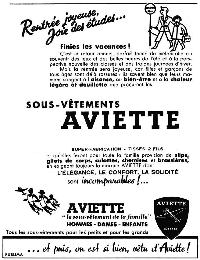 Publicité Aviette 1953