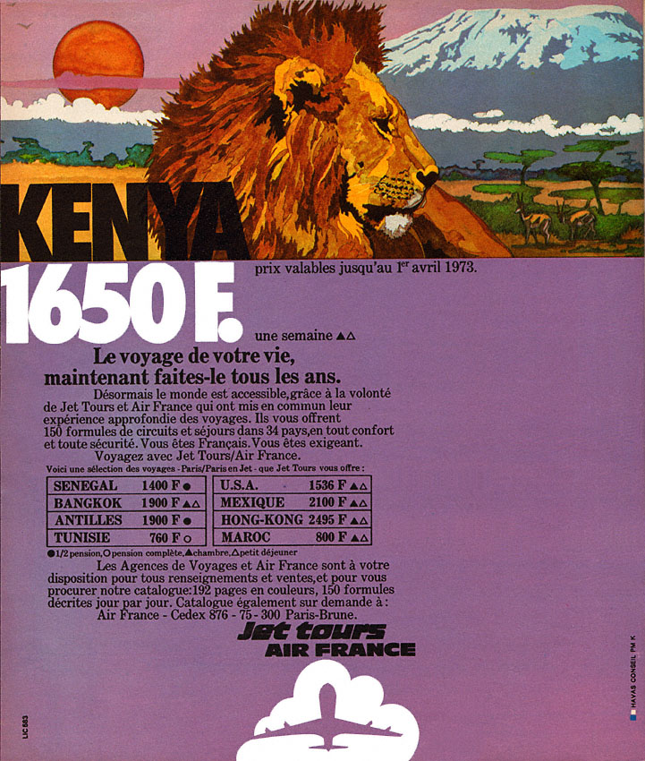 Publicité Jet Tours 1973