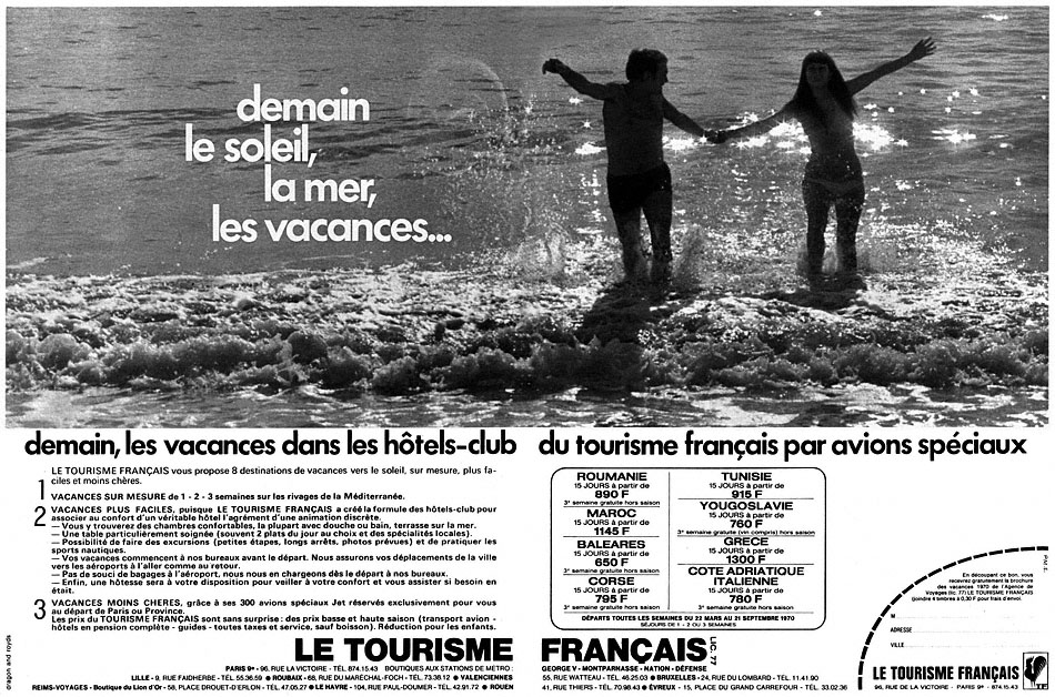 Publicité TourismeFrancais 1970