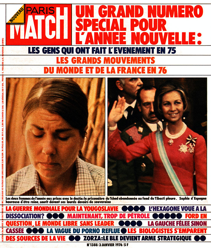 Couverture Paris match numro 1388 de Janvier 1976