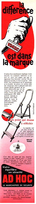 Publicité Ad Hoc 1958