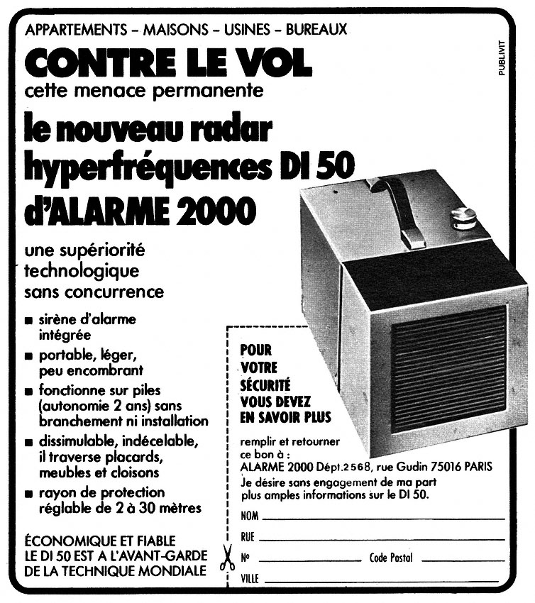 Publicité Alarme 2000 1976
