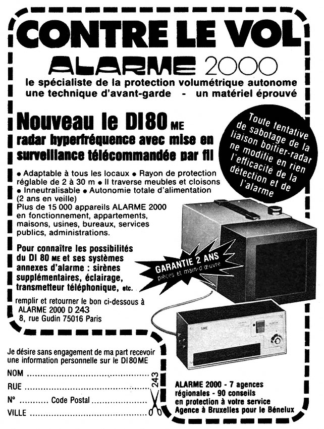 Publicité Alarme 2000 1977