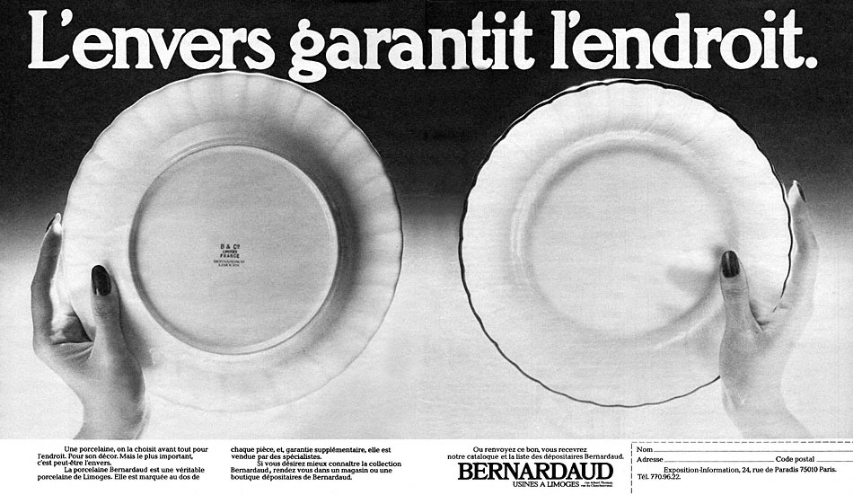Publicité Bernardaud 1976