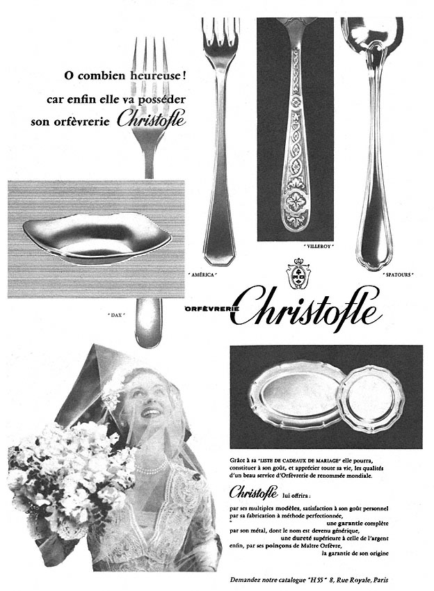 Publicité Christofle 1956