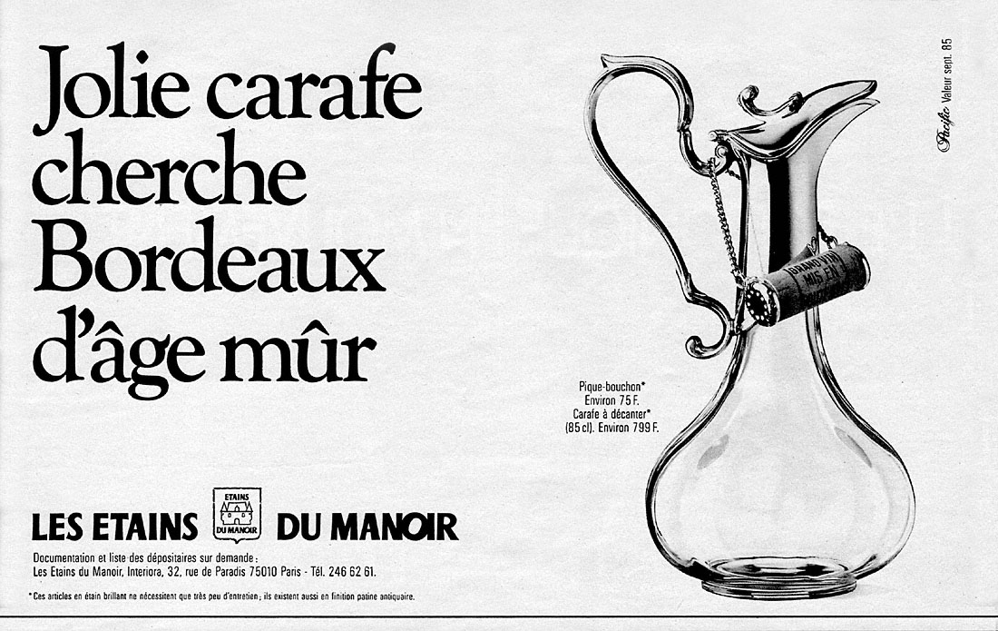 Publicité Etains du Manoir 1985