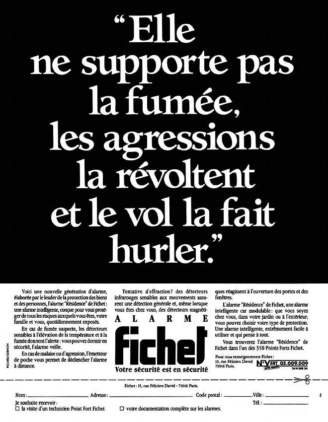 Publicité Fichet 1986