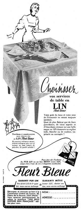 Publicité Fleur bleue 1954