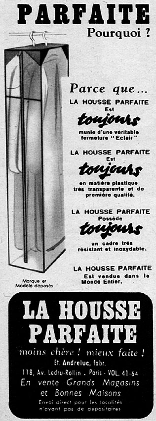 Publicité La housse parfaite 1953