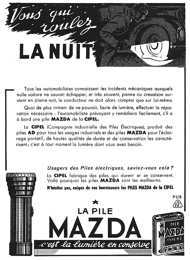 Publicité Mazda 1950