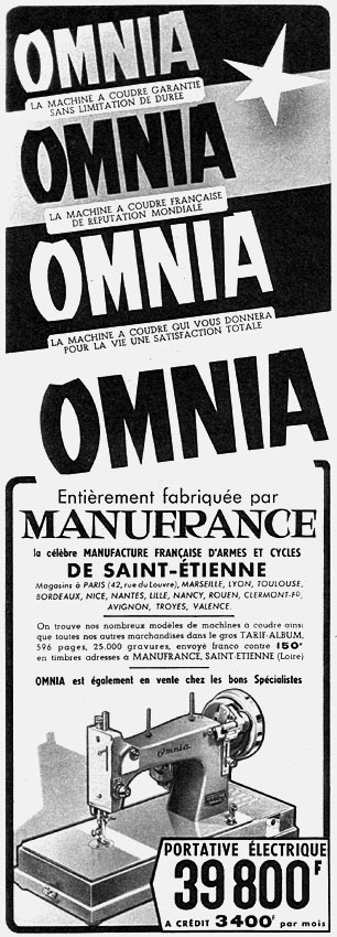 Publicité Omnia 1958