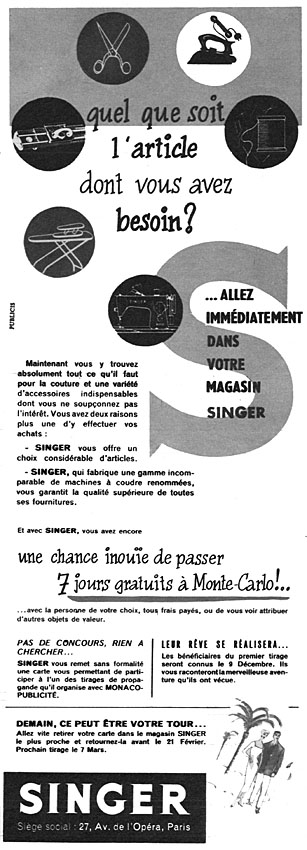 Publicité Singer 1956