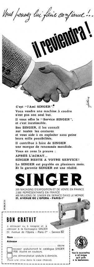 Publicité Singer 1958