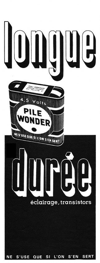 Publicité Wonder 1963