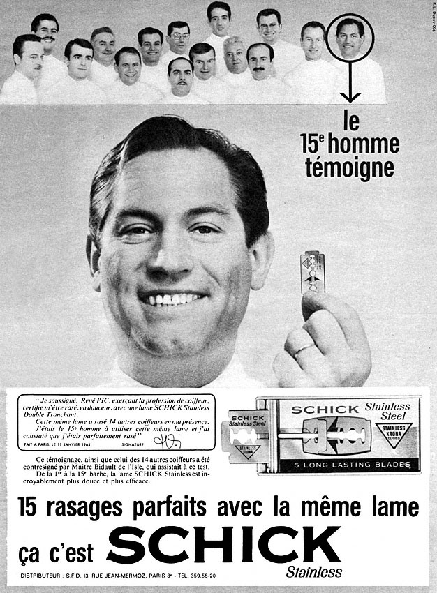 Publicité Schick 1965