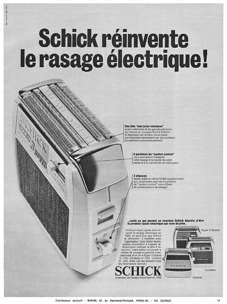 Publicit� Schick 1967